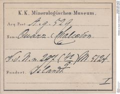 Etiketten zu Quarz (Chalcedon) (NHMW-MIN-Ag529)